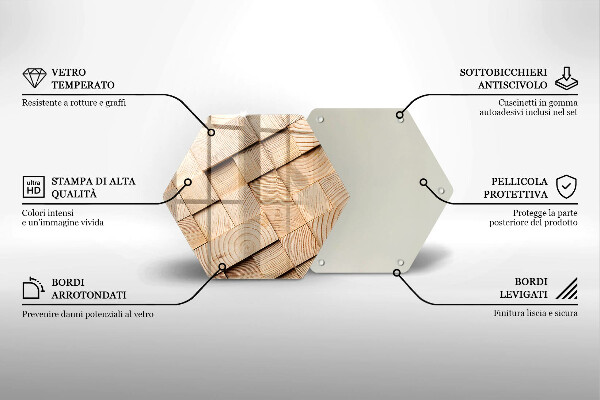 Üveg vágódeszka Fa négyzetek