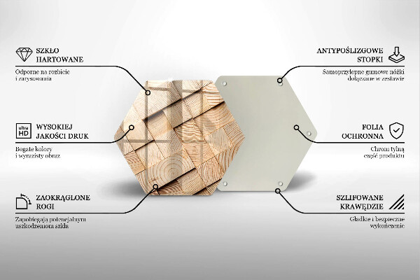 Üveg vágódeszka Fa négyzetek