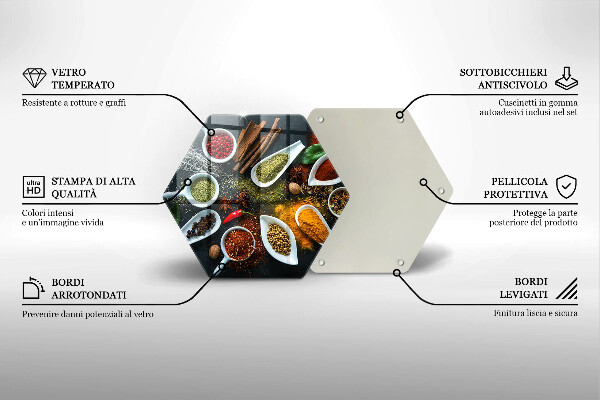 Üveg vágódeszka Konyhai fűszerek