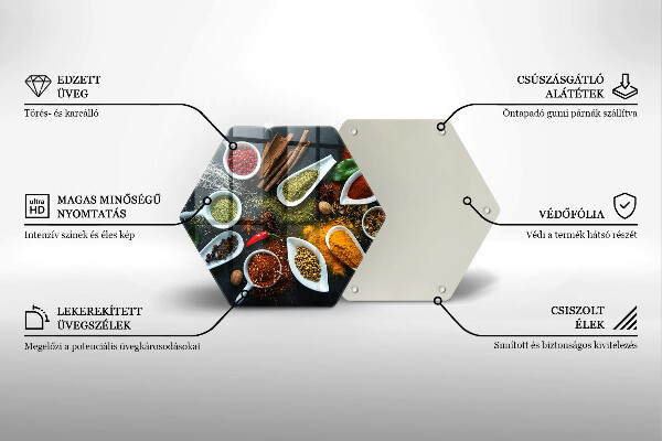 Üveg vágódeszka Konyhai fűszerek