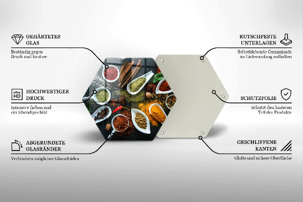 Üveg vágódeszka Konyhai fűszerek