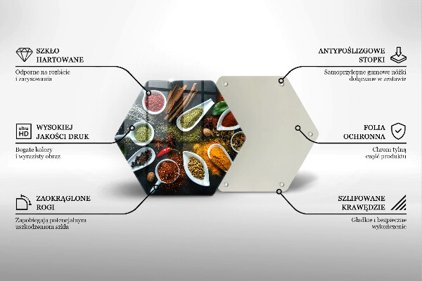 Üveg vágódeszka Konyhai fűszerek