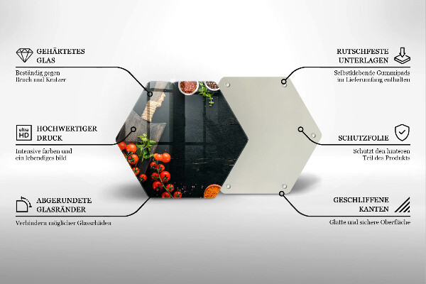 Üveg vágódeszka koktélparadicsom