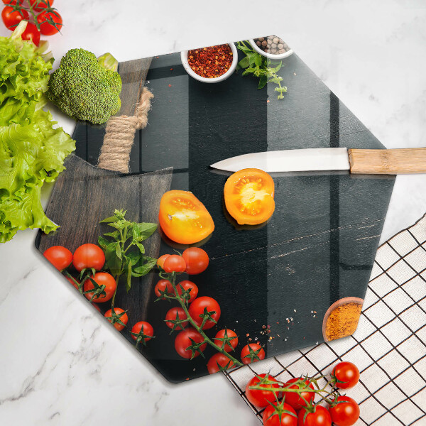 Üveg vágódeszka koktélparadicsom