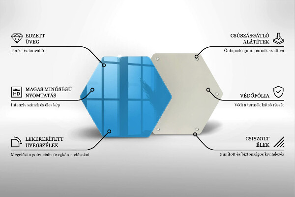 Üveg vágódeszka Kék szín