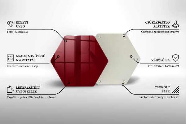 Üveg vágódeszka Bordó színű