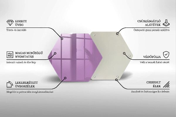 Üveg vágódeszka Lila színű