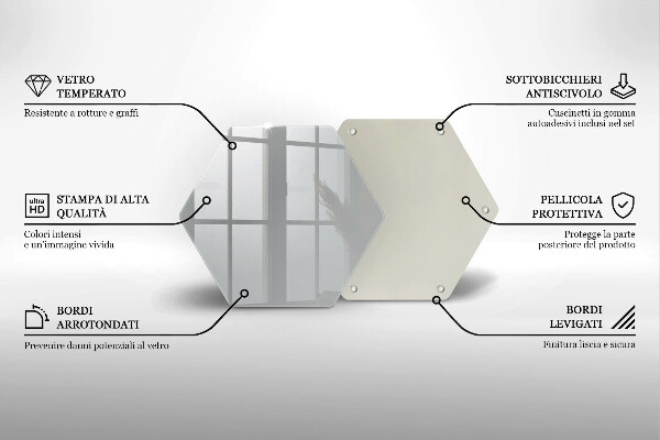 Üveg vágódeszka Szürke színű