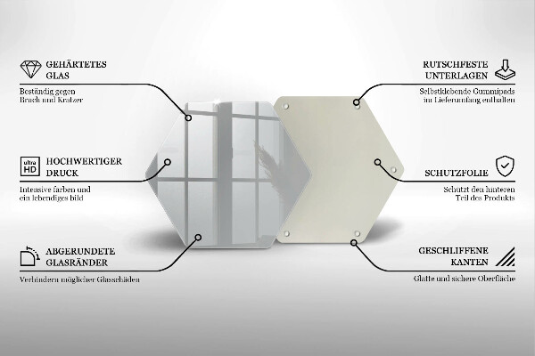 Üveg vágódeszka Szürke színű