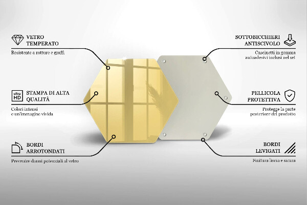 Üveg vágódeszka Sárga