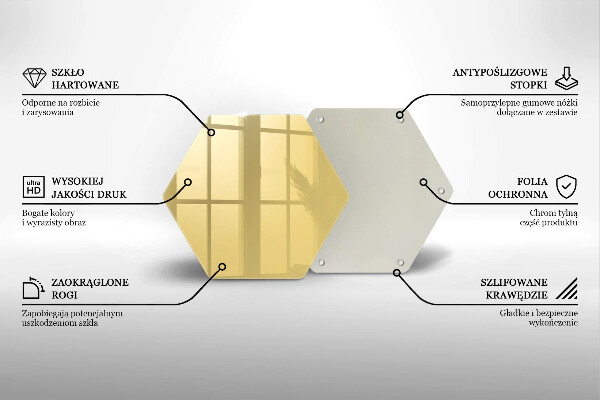 Üveg vágódeszka Sárga