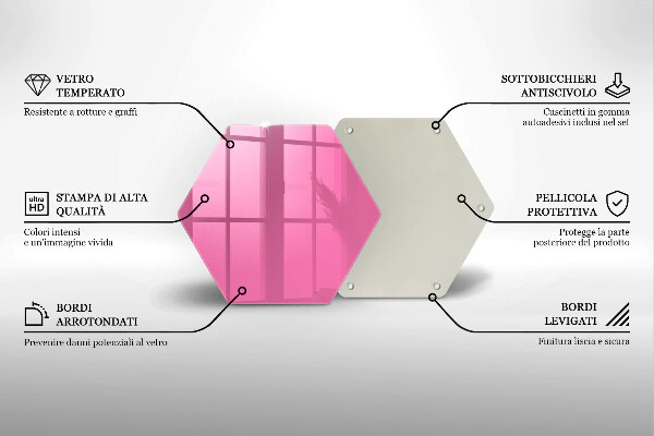 Üveg vágódeszka Rózsaszín szín