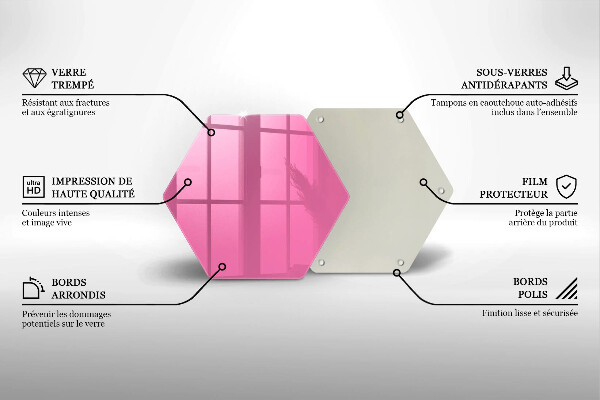 Üveg vágódeszka Rózsaszín szín