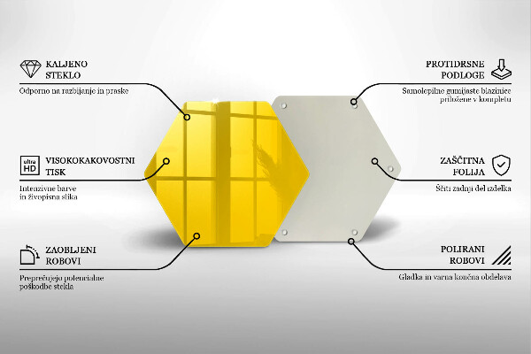 Üveg vágódeszka Sárga