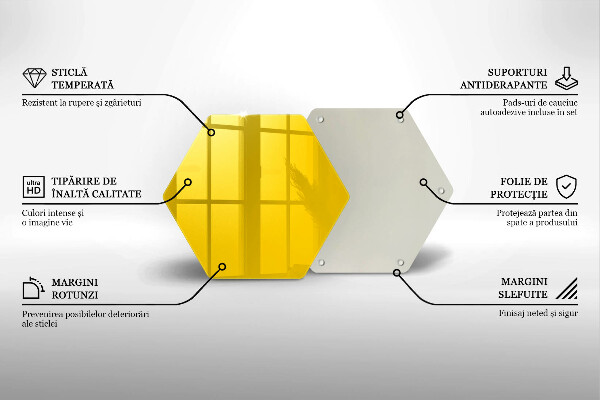 Üveg vágódeszka Sárga