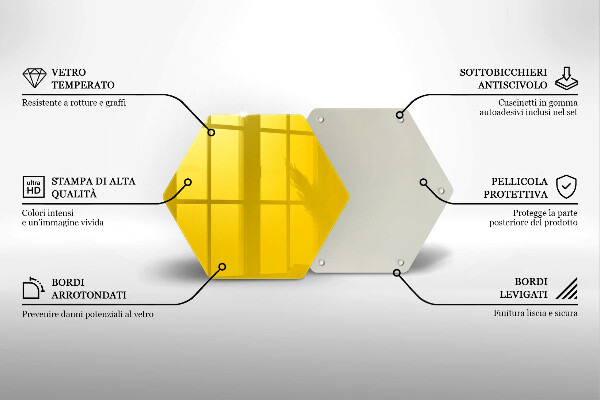 Üveg vágódeszka Sárga