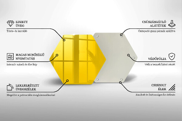 Üveg vágódeszka Sárga
