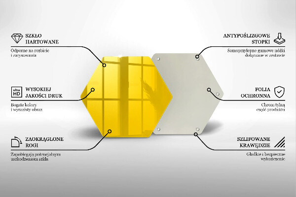 Üveg vágódeszka Sárga