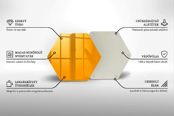 Üveg vágódeszka Sötét sárga színű