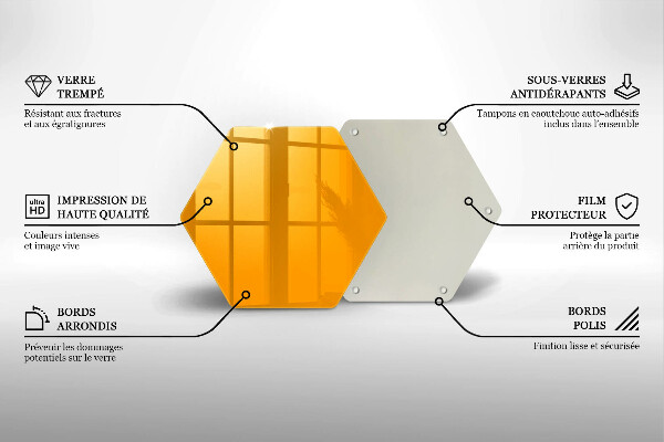 Üveg vágódeszka Sötét sárga színű