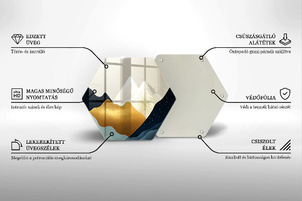 Üveg vágódeszka Absztrakt hegyek