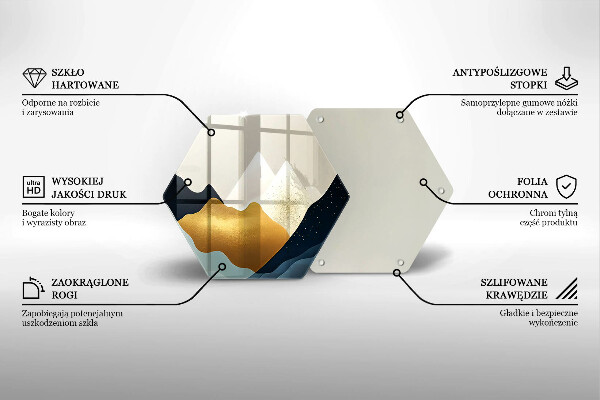 Üveg vágódeszka Absztrakt hegyek