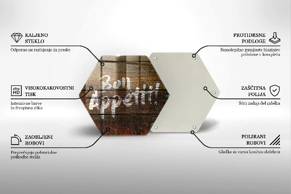 Üveg vágódeszka Bon Appetit feliratos táblák