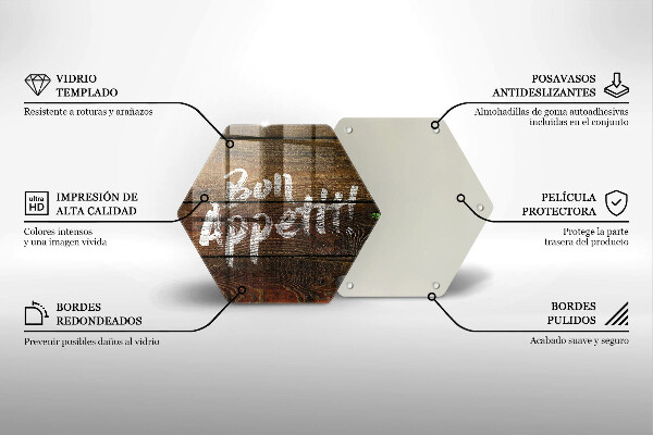 Üveg vágódeszka Bon Appetit feliratos táblák