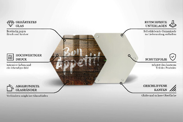 Üveg vágódeszka Bon Appetit feliratos táblák