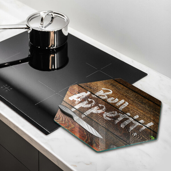 Üveg vágódeszka Bon Appetit feliratos táblák