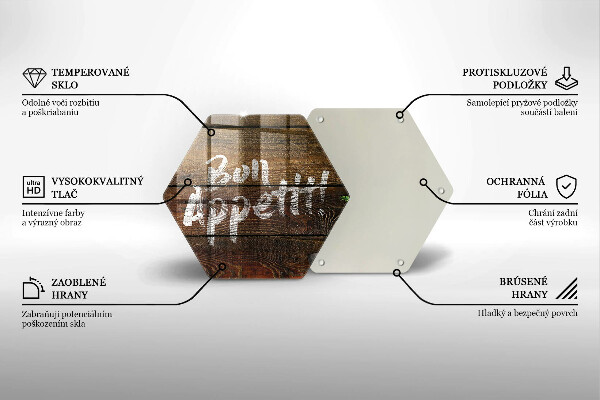 Üveg vágódeszka Bon Appetit feliratos táblák