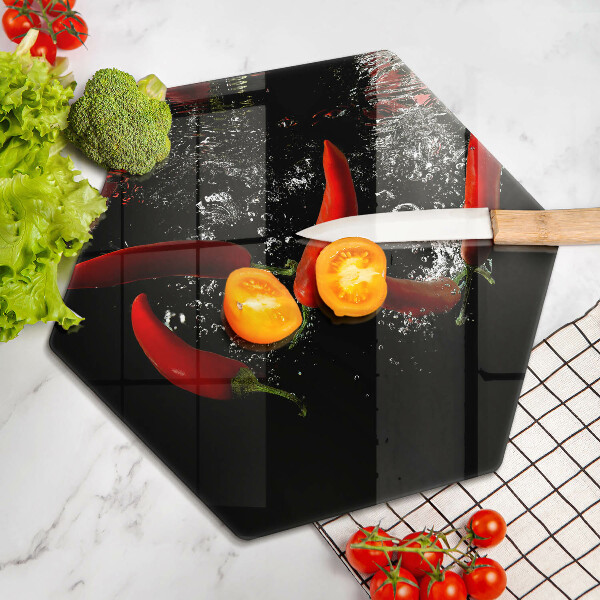Üveg vágódeszka Chili paprika vízben