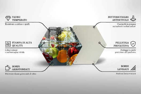 Üveg vágódeszka Lédús gyümölcs vízben