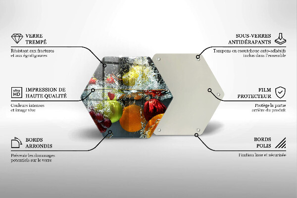 Üveg vágódeszka Lédús gyümölcs vízben