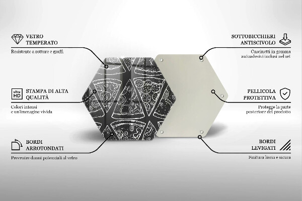 Üveg vágódeszka Pizza illusztráció