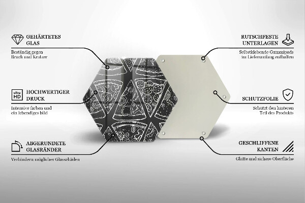 Üveg vágódeszka Pizza illusztráció