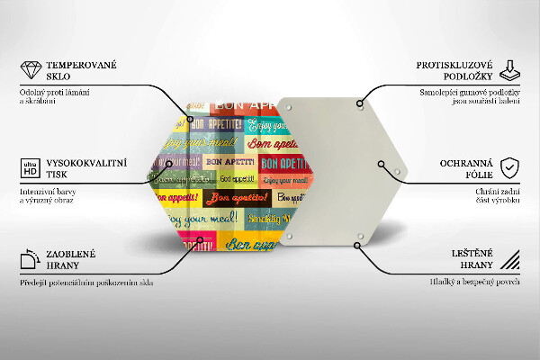 Üveg vágódeszka Feliratok Jó étvágyat nyelvek