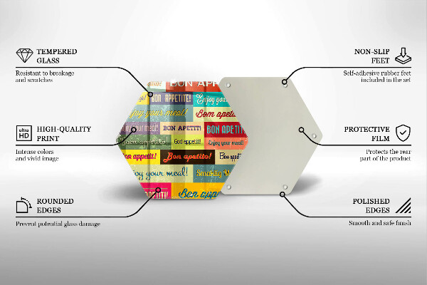 Üveg vágódeszka Feliratok Jó étvágyat nyelvek