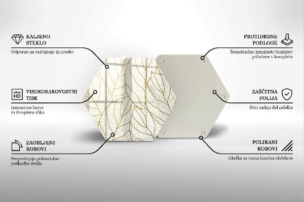Üveg vágódeszka Line-art levelek minta