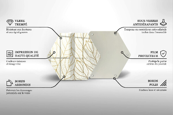 Üveg vágódeszka Line-art levelek minta
