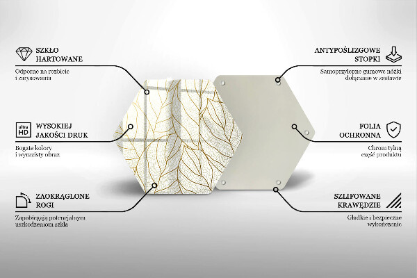 Üveg vágódeszka Line-art levelek minta
