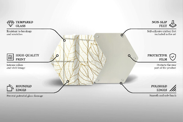 Üveg vágódeszka Line-art levelek minta