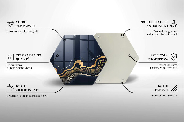 Üveg vágódeszka Absztrakt arany vonalak