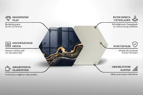 Üveg vágódeszka Absztrakt arany vonalak