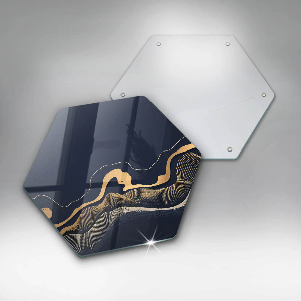 Üveg vágódeszka Absztrakt arany vonalak