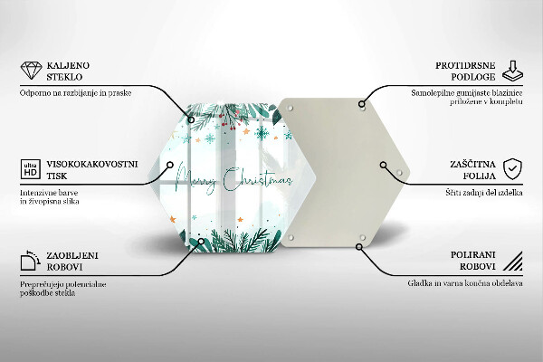 Üveg vágódeszka Merry Christmas