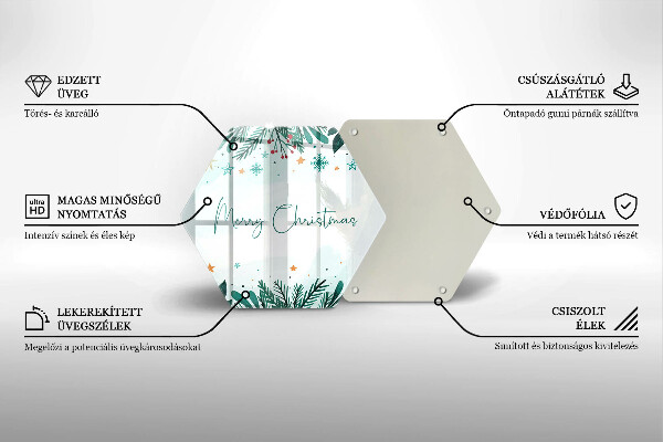 Üveg vágódeszka Merry Christmas