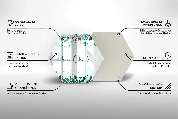 Üveg vágódeszka Merry Christmas