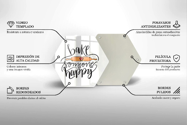 Üveg vágódeszka Süss boldoggá valakit