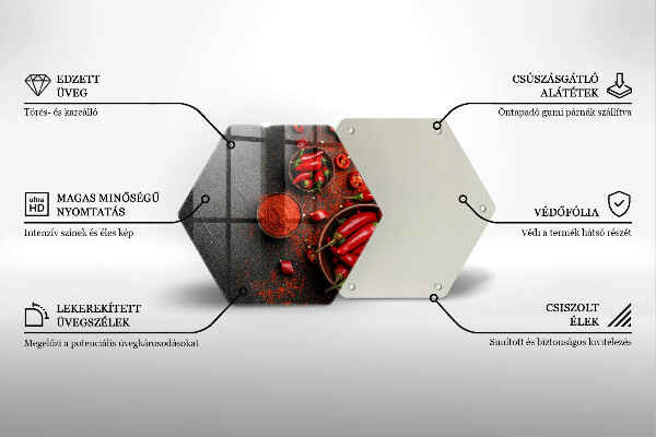 Üveg vágódeszka Piros chili paprika